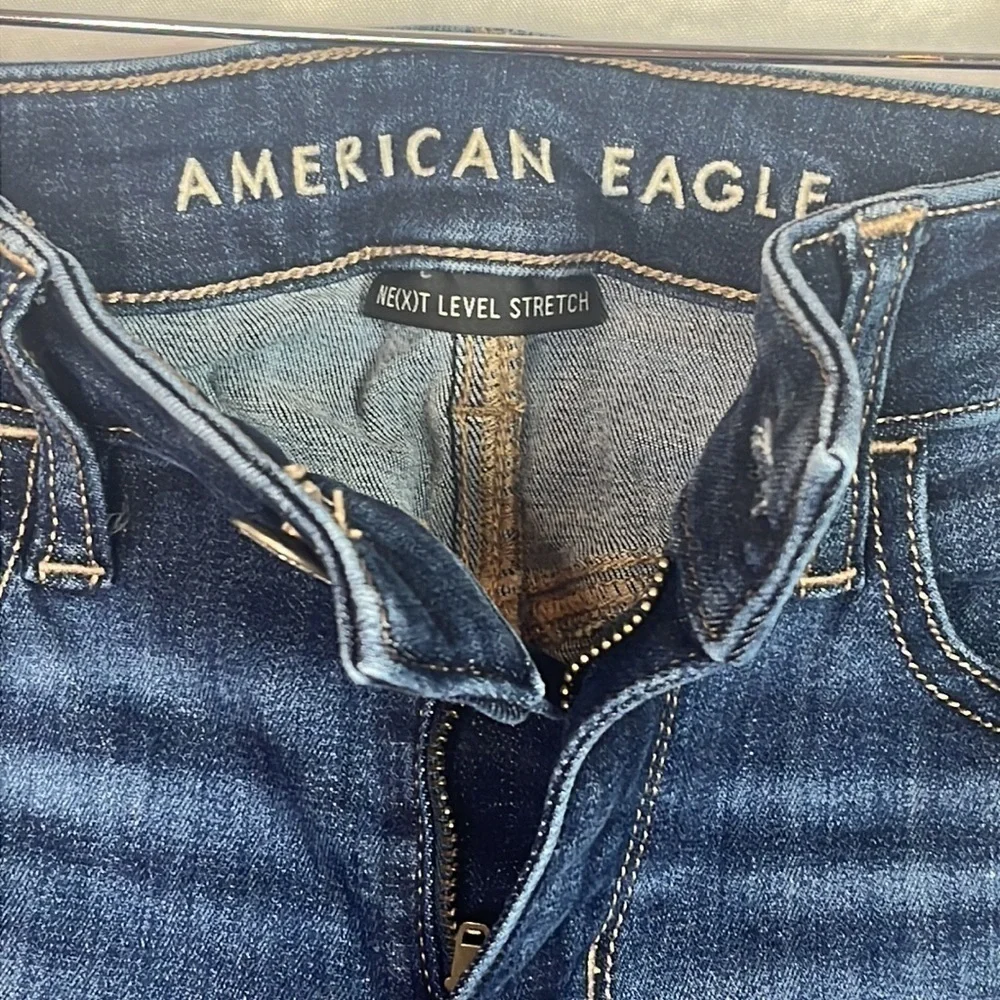 American Eagle High Rise Denim Jegging Next Level Stretch 0 Short Dark Skinny